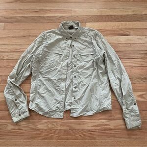 North Face Button Up Shirt Womens Large Beige Hiking Outdoors Lightweight Travel